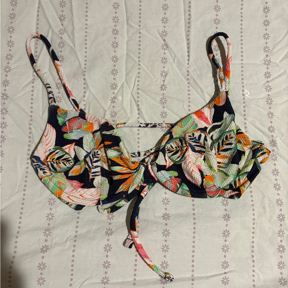 Maaji Black and Green Bikini Top with Artistic Design